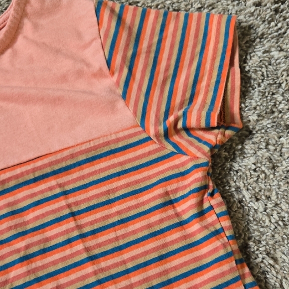 H&M Coral And Hot Pink Striped T-Shirt Size Large - Picture 3 of 7